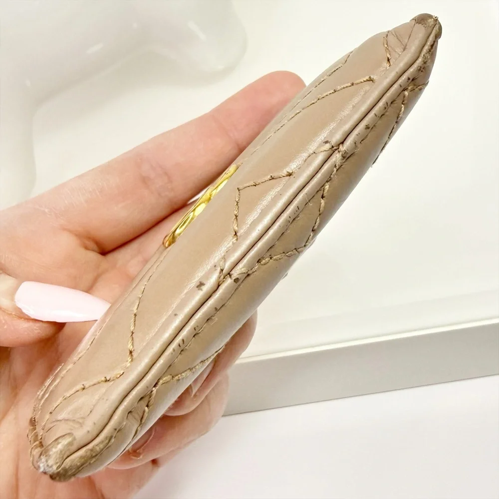 Gucci GG Marmont Card Case In Beige Calfskin Leather